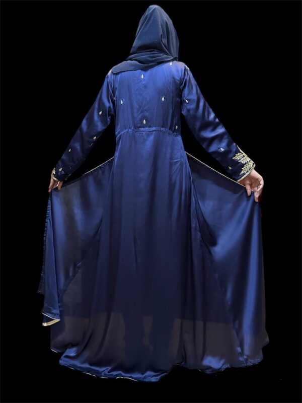 Blue Silk Gown With tilla embroidary - Image 3