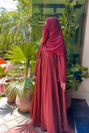 Printed abaya maroon xaa 9