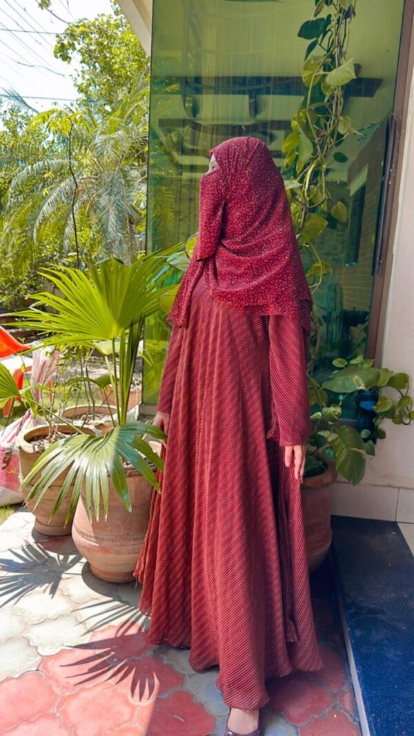 Printed abaya maroon xaa 9