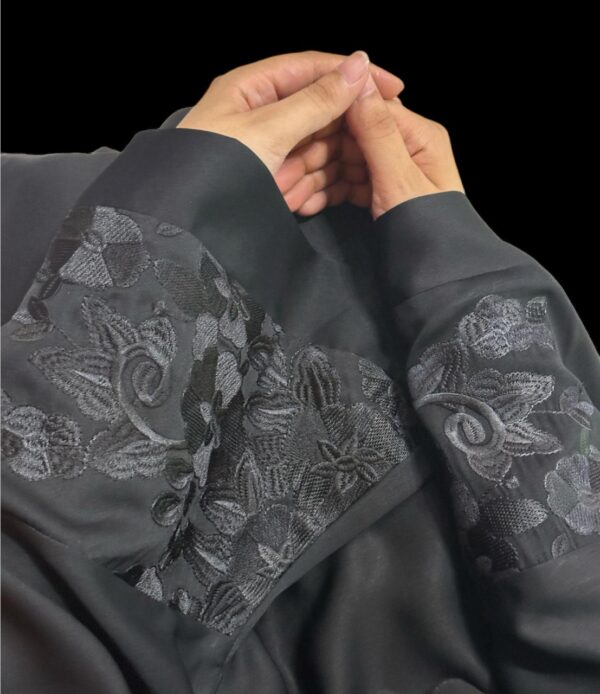 Nida black-embroidery cornflower abaya xaa 32 - Image 2