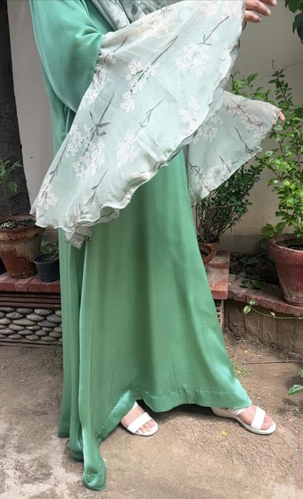 Elegant green floral abaya xaa33 - Image 2