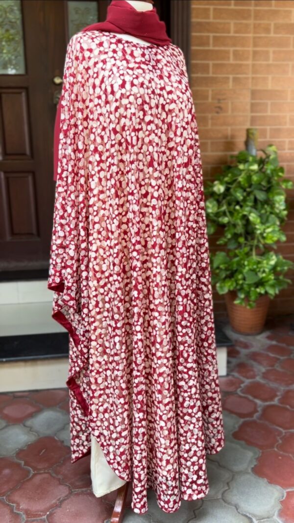 RED net  cape like gown xaa 50