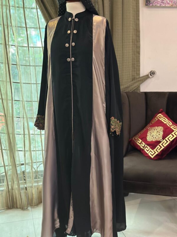 elegant black nida with gold satin pannel xaa 80 - Image 2