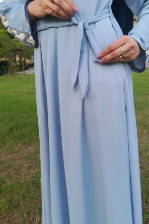 light blue abaya with delicate floral lace size:56