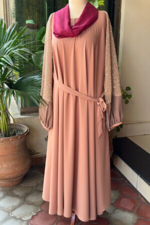 Peach with shimmery sleeves