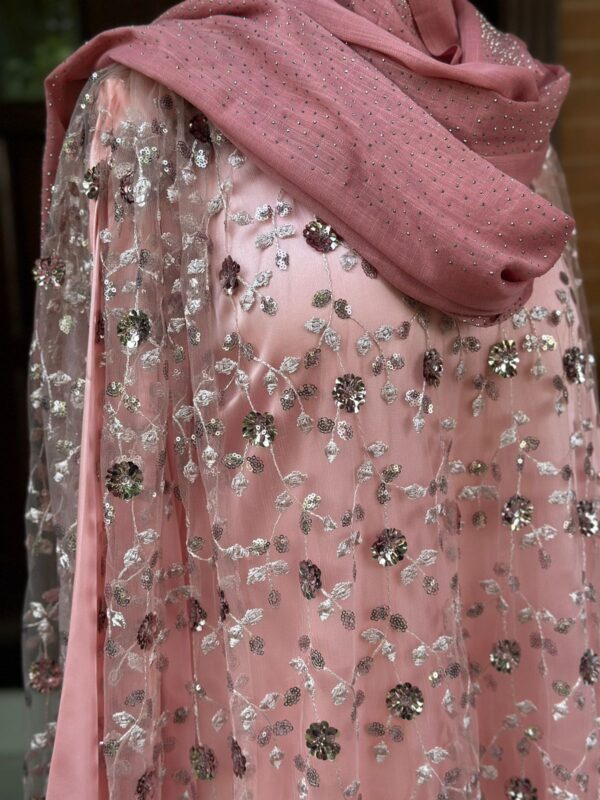 Pink net Gown with same colour inner