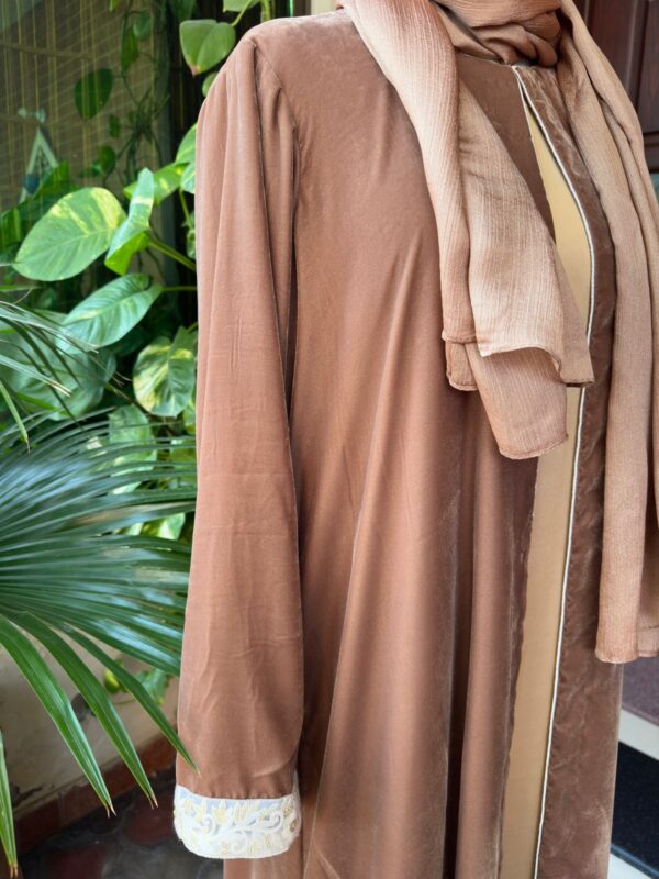 Luxurious Camel Velvet Gown /matching inner availble - Image 3