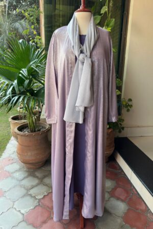 shimmery lava silk gown layered over an inner dress