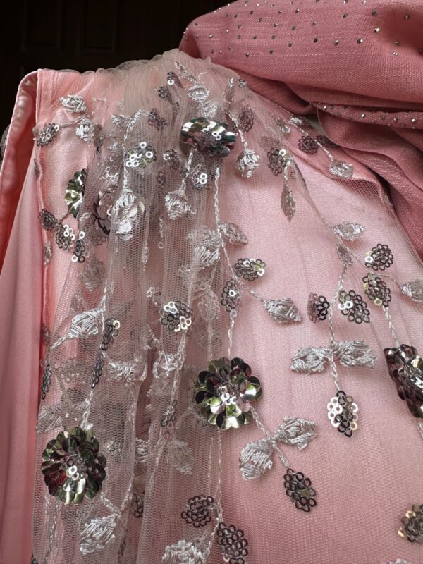 Pink net Gown with same colour inner - Image 3