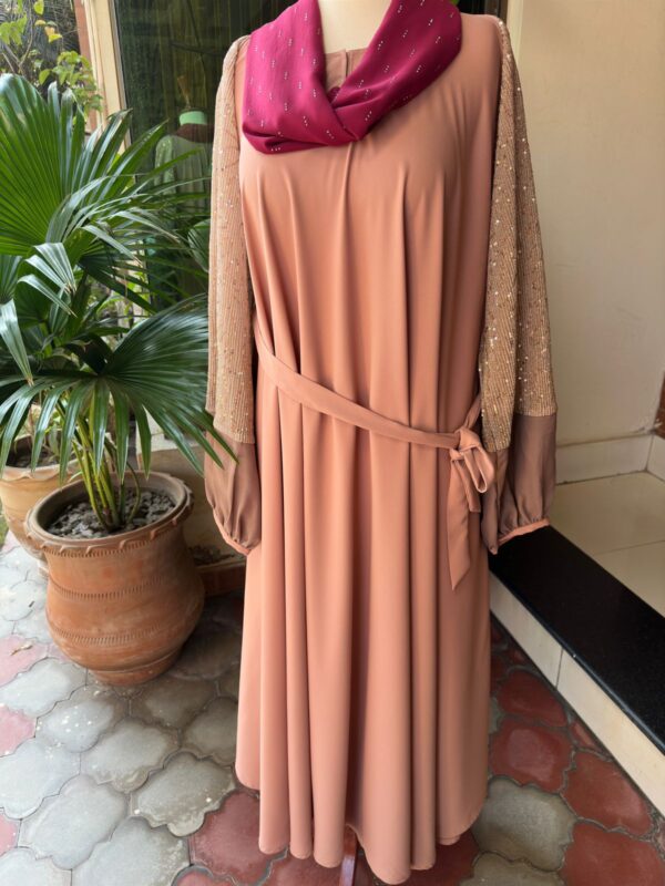 Peach with shimmery sleeves - Image 4