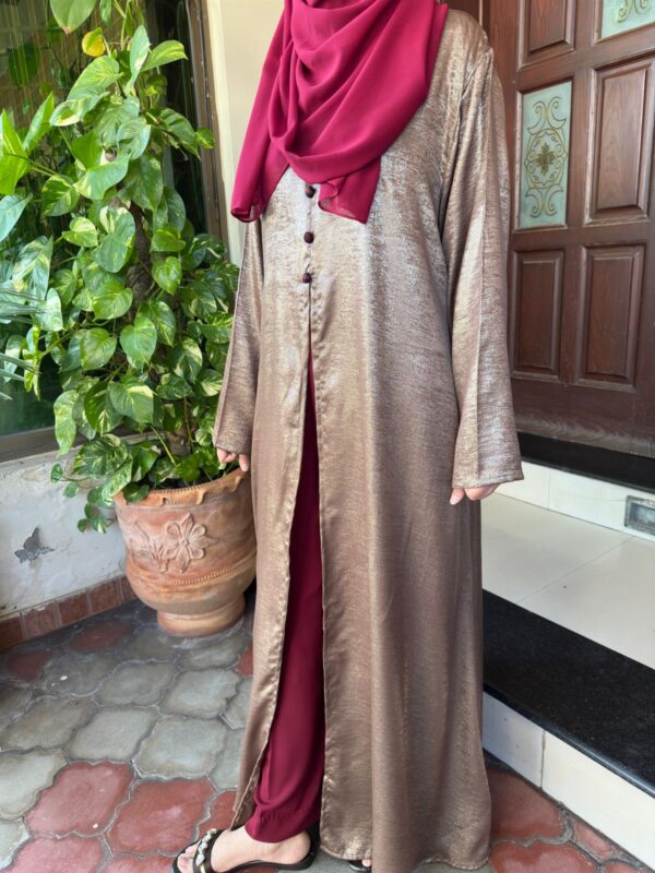 Luxe Metallic Open Abaya / Matching Trousers - Image 4