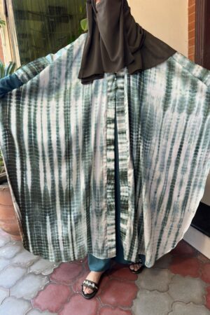 Tie & dye green cape kaftan