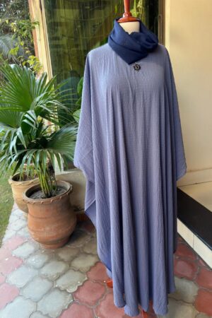 cool grey crape with lace kaftan