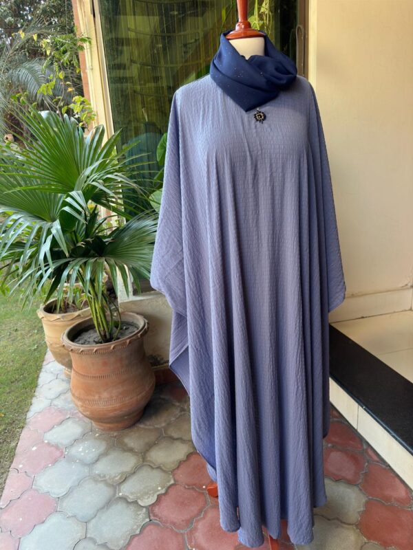 cool grey crape with lace kaftan