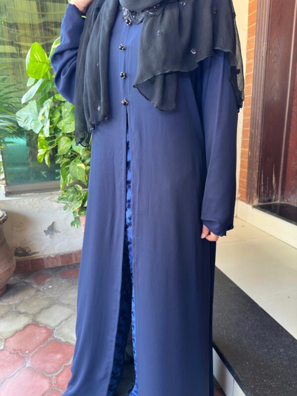 Luxurious velvet pajam with navy blue georgette gown - Image 2