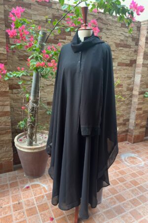 Elegant black flowy abaya