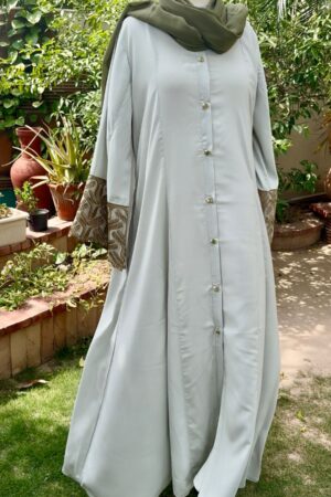 Olive elegance button abaya