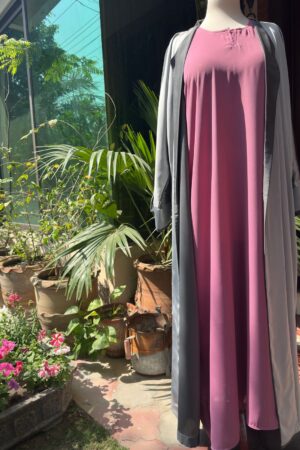 grace in every layer grey duo tone gown with pink inner