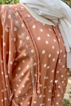 Peach polka dot abaya