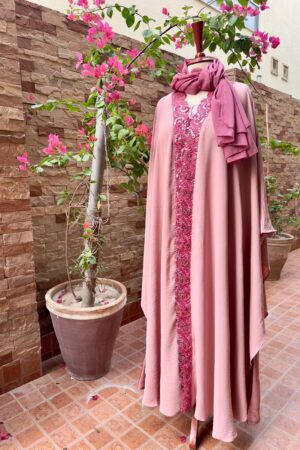 Elegant Rose pink abaya + inner (combo)