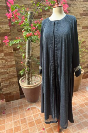 Elegant Black and shimmery open abaya