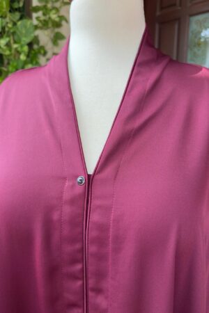 Deep maroon abaya front open 2 patch in front panels