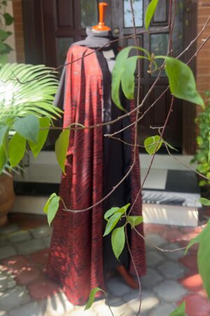 Red & Black Zebra Print Open Abaya