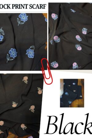block print scarf black